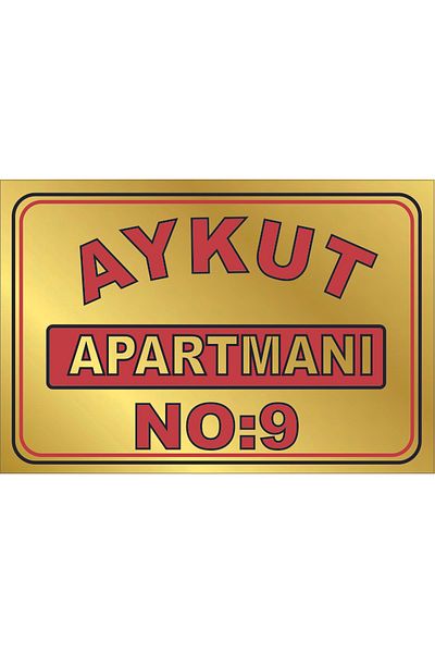 sıradışıhediyem Gold Apartment Sign Silver Metal 20 X 30 cm Medium with Double Sided Tape