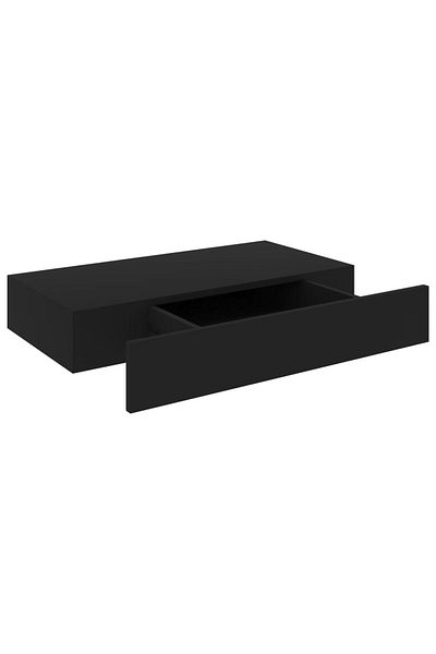 vidaxl Floating Wall Shelf with Drawer Black 48x25x8 cm