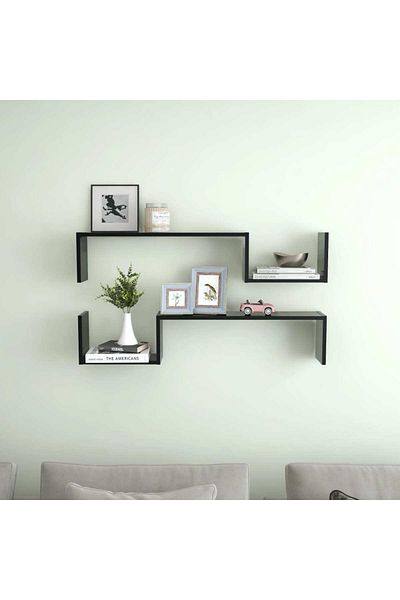 vidaxl Wall Shelf 2 pcs Black 100x15x20 cm Engineered Wood