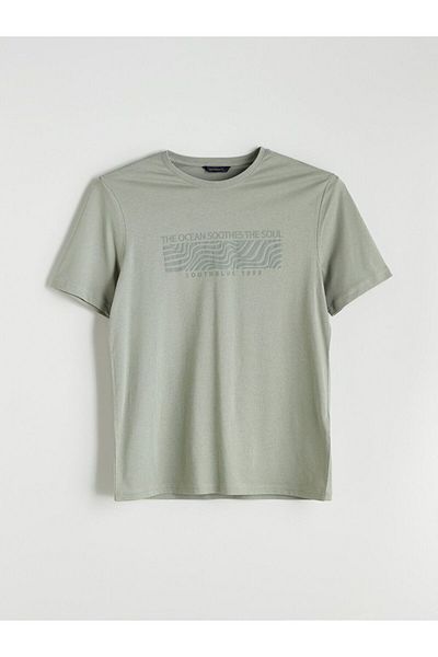 LC Waikiki Southblue Crew Neck Printed Combed Cotton Men's T-Shirt