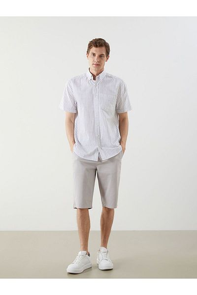 LC Waikiki Lcwaikiki Classic Regular Fit Short Sleeve Striped Linen Blend Men's Shirt