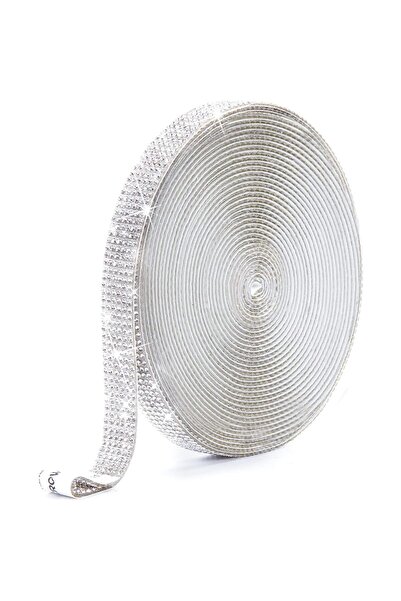 OEM Bandă adezivă decorativă cu pietre argintii 1m x 1.3cm pentru decorațiuni și proiecte DIY