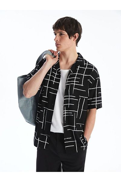 LC Waikiki XSIDE Regular Fit Short Sleeve Patterned Viscose Men's Shirt