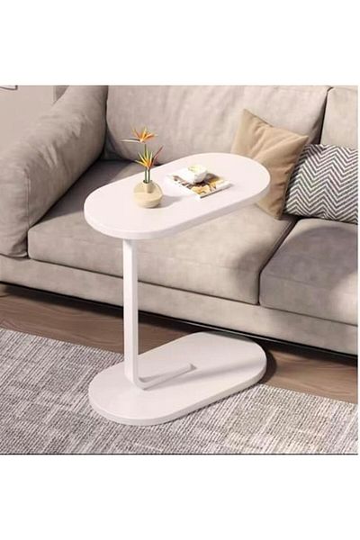 Genenic Side Table, C-shaped End Table For Living Room, Couch Table, Small Table For Bed, Snack & Coffee Tab
