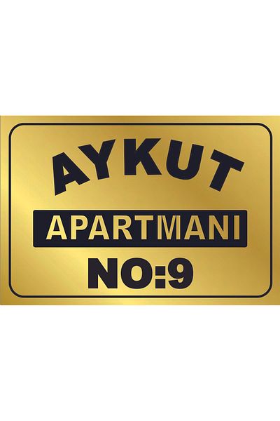sıradışıhediyem Gold Apartment Sign Silver Metal 15 X 20 cm Small Size with Double Sided Tape on the Back