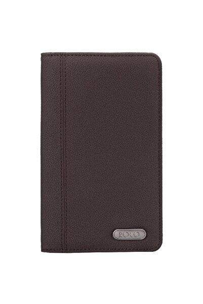 Roco حامل بطاقات عمل من الجلد البني المحبب - يحمل 72 بطاقة قياسية (8.5 × 5.4 سم)