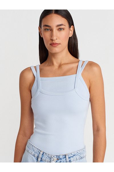 Dilvin 21105 Double Strap Undershirt-Light Blue