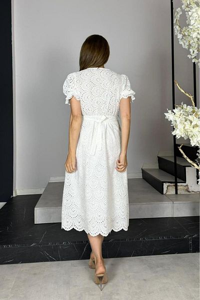 gesmoda G1441 Double Breasted Collar Fisto Dress White