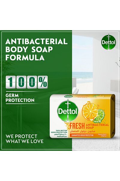 Dettol Fresh Anti-Bacterial Bar Soap Citrus & Orange Blossom Fragrance 165 g