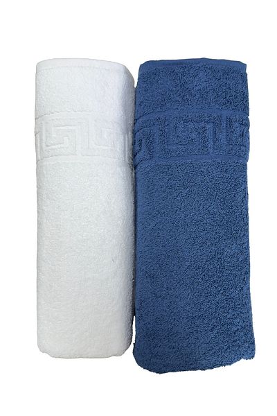 TRUVA Set Towel 70x140cm, 2pcs (White+Blue)