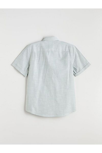 LC Waikiki Lcwaikiki Classic Regular Fit Short Sleeve Striped Linen Blend Men's Shirt