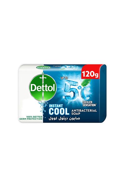 Dettol Instant Cool Anti-Bacterial Bar Soap Menthol And Eucalyptus Fragrance 120 g