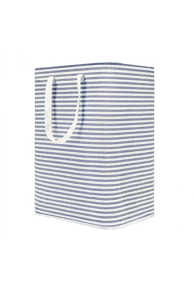 DOKER MAN Dokehom laundry basket, polyester, white/blue, 41 x 32 x 61 cm