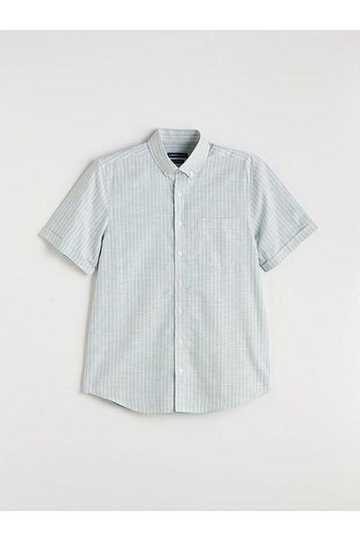 LC Waikiki Lcwaikiki Classic Regular Fit Short Sleeve Striped Linen Blend Men's Shirt