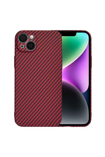 SKYDDAR INNOVATION Case for IPhone 14, carbon texture, Carbonite FiberShell, Red, sticker set