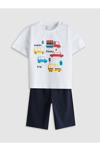 LC Waikiki Lcw Eco Printed Boys' T-Shirt and Shorts 2-Piece