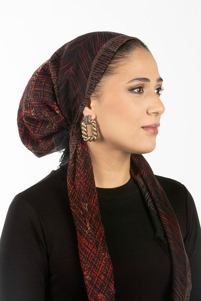 safura New Special Design Bonnet Scarf - Dried Rose Pattern, Adjustable Neck Elastic, Anti-Slip Velvet Stripe