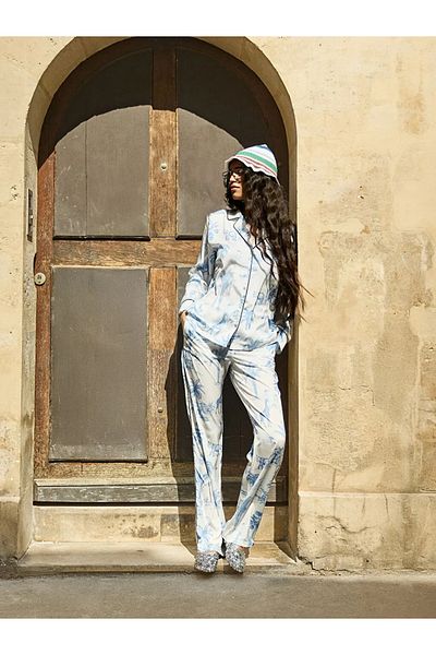 LC Waikiki Lcw Dream Ecru Shirt Collar Print Women's Pajamas Set