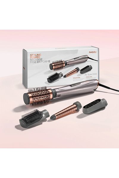 BABYLİSS Perie cu aer cald Air Style 1000W AS136E cu 4 accesorii BaByliss, Gri