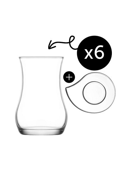 LAV Set of 6 Tea Cups + 6 Saucers, LAV, Model Eva, 170 ml, 12 Pieces, 6 Cups + 6 Saucers