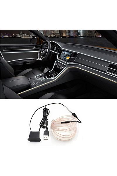 Choice 5m white 2M/3M/5M LED Car Interior Decoration Light EL Wiring Neon Strip For Auto DIY Flexible Ambie
