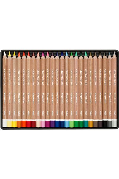 CretaColor MegaColor Kalın Kuru Boya Seti 24'lü Metal Kutu / 29024