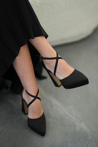 Parponi Pato Closed Toe Platform Satin Evening Dress Shoes Black