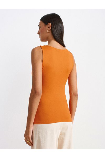 Dilvin 20977 Thick Strap Polyamide Undershirt-Dark Orange