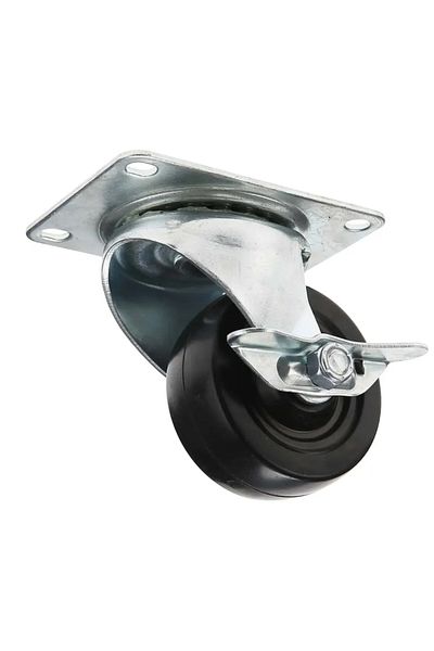 ACE Swivel Soft Rubber Industrial Use Caster Plate W/Brake (7.62 cm)