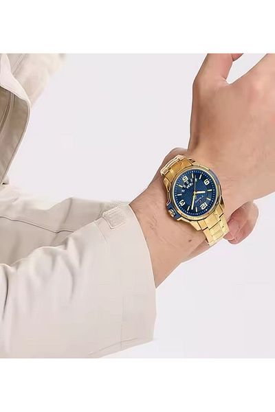 Naviforce Mens Stainless Steel Watches New Gold Watch for Men Waterproof Luminous Business Calendar Wristwatch