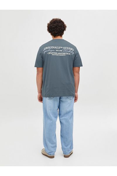 Jack & Jones Jack Jones Jorıslıngton Type Tee Ss Crew Neck Pls Men's Anthracite Large Size Tshirt 12278557-16