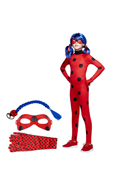 Depox Detský kostým, Zázračná lienka, overal, chvost, maska ​​a rukavice, 7-9 rokov, 120-130 cm