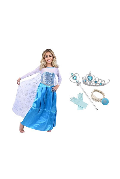 Depox Set rochie Elsa Frozen și patru accesorii, 3-5 ani, Carnaval