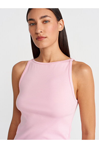 Dilvin 21048 Halter Neck Top-Dust Pink