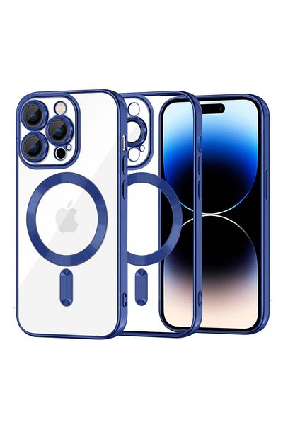 SKYDDAR INNOVATION Case for iPhone 14 Pro, Luxury Shield Magsafe, Shockproof Protection, Blue, sticker set