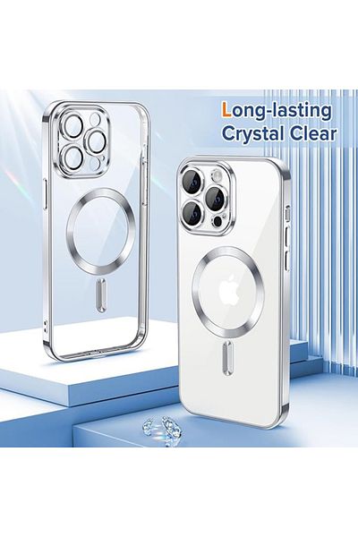 SKYDDAR INNOVATION Case for iPhone 14 Pro, Luxury Shield Magsafe, Shockproof Protection, Silver, sticker set