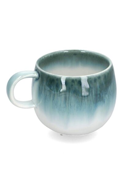 Generic Easy Life Round Shape Easy to Clean Microwave Proof Coffee Mug Green and White 375 ml