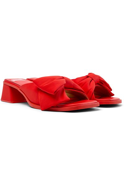CAMPER Women’s Red Hook And Loop Heels with Bow Accent Vintage Design Durable Twins