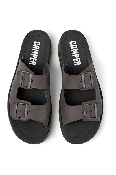 CAMPER Men's Brown Genuine Leather Sandals, Lightweight Soft EVA Sole with Hook & Buckle - Oruga