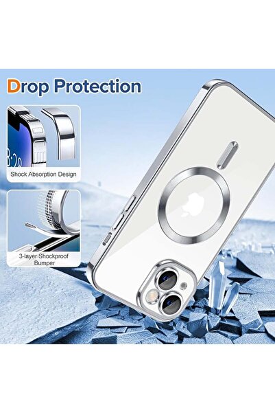 SKYDDAR INNOVATION Θήκη για iPhone 14 Plus, Πολυτελής Ασπίδα Magsafe, Αντικραδασμική Προστασία, Ασημί, σετ αυτοκόλλητων