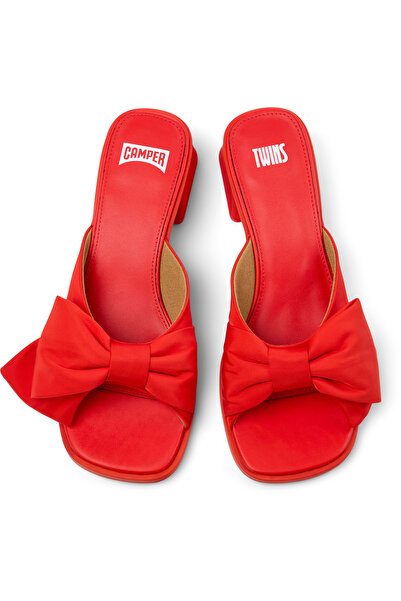 CAMPER Women’s Red Hook And Loop Heels with Bow Accent Vintage Design Durable Twins
