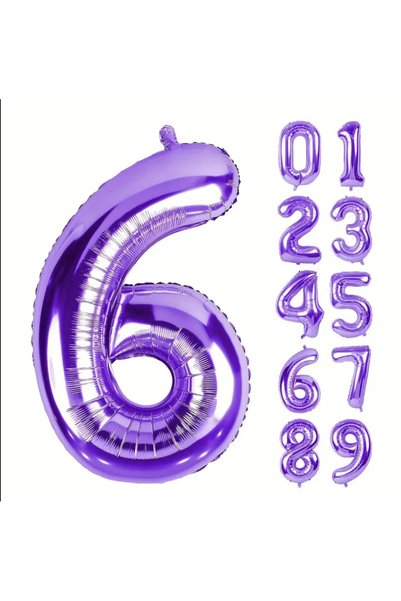 So Iconic Purple Color Large Foil Number Balloon for Birthday Party / Age 6