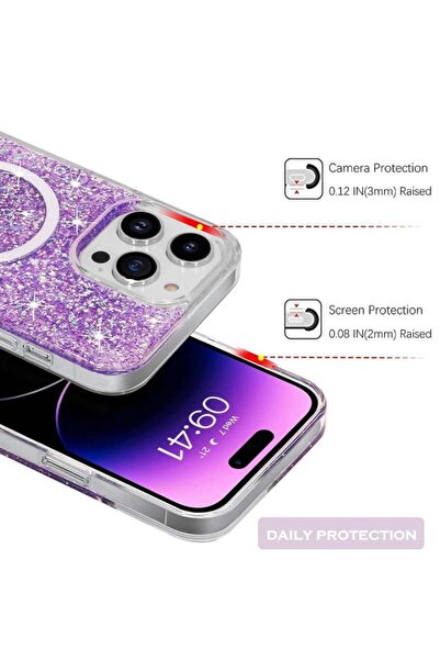 SKYDDAR INNOVATION Θήκη για iPhone 14 Plus / 15 Plus, SparkleCase, Σιλικόνη με Γκλίτερ, Προστασία, Ροζ, Σετ Αυτοκόλλητων