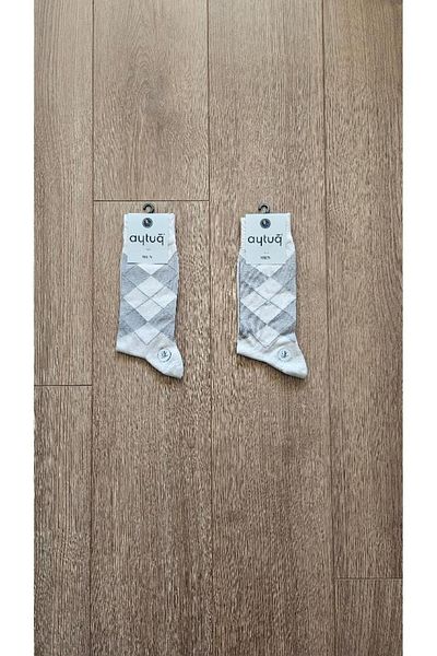 Aytuğ Aytuğ Summer Season 2 Pairs Bamboo Men's (Cream) Baklava Socks - 14002-2