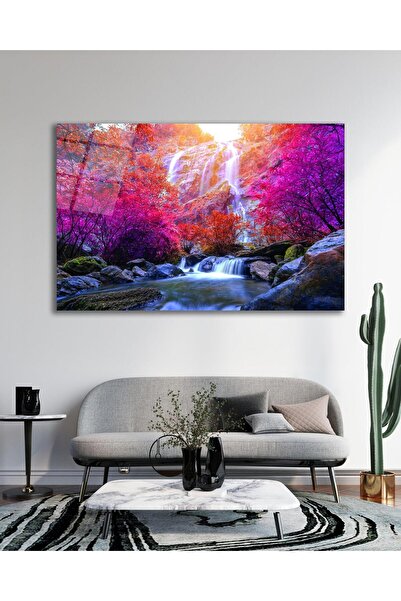 idealizbiz Cascada Copaci Peisaj Pictură pe sticlă Modern Home Office Salon C...