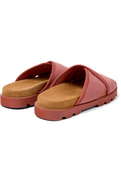 CAMPER Women's Red Leather Cross Strap Lightweight Daily Slippers Hook And Loop Eva Sole Brutus