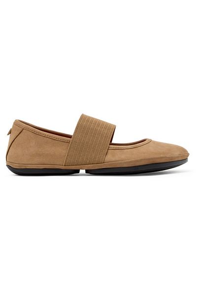 CAMPER Women's Nubuck Tan Mary Jane Flats with EVA Insole and Soft Texture Basic Right