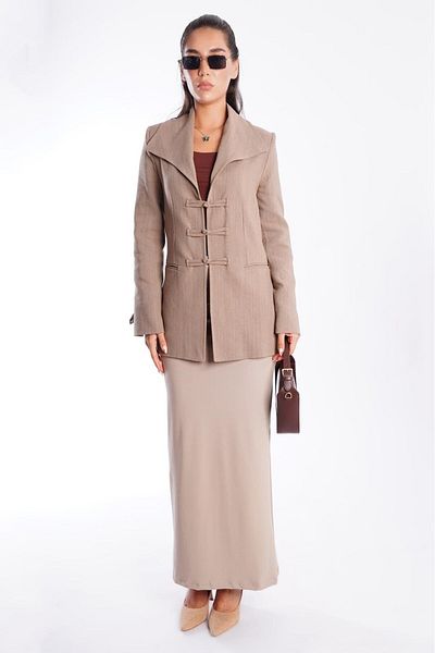 Madmext Mink Tie Detailed Blazer Women's Jacket Mg2482