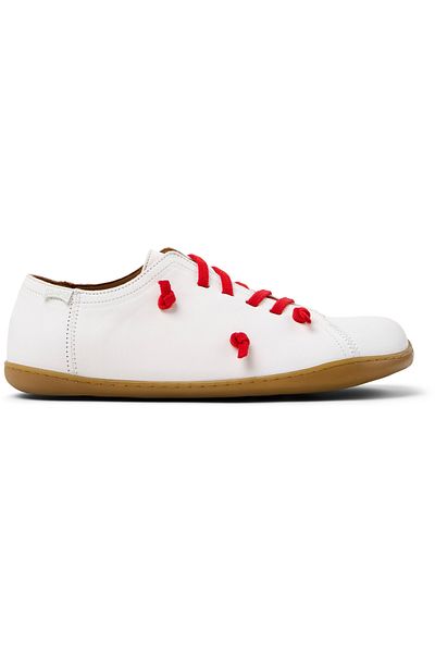 CAMPER Men's White Genuine Leather Sneakers with Colorful Elastic Laces, Soft Sole for Daily Use Twins