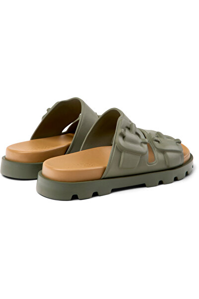 CAMPER Women's Green Buckled Design Daily Slipper Soft PU Sole Comfortable Lightweight Basic Brutus